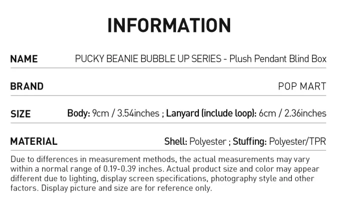 PUCKY BEANIE BUBBLE UP SERIES-Plush Pendant Blind Box