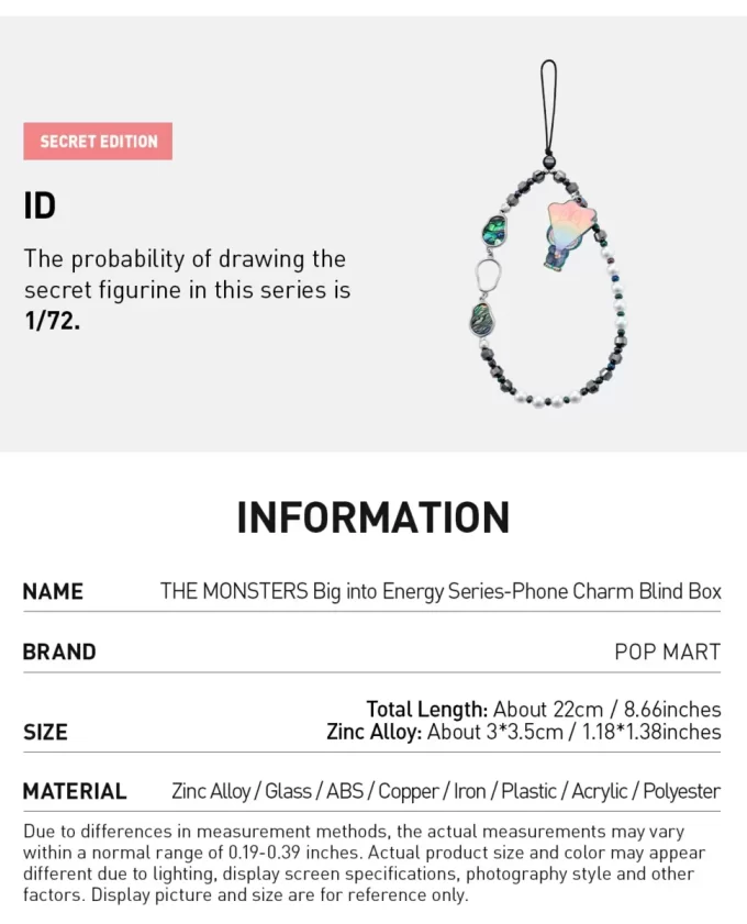THE MONSTERS Big Into Energy Series-Phone Charm Blind Box