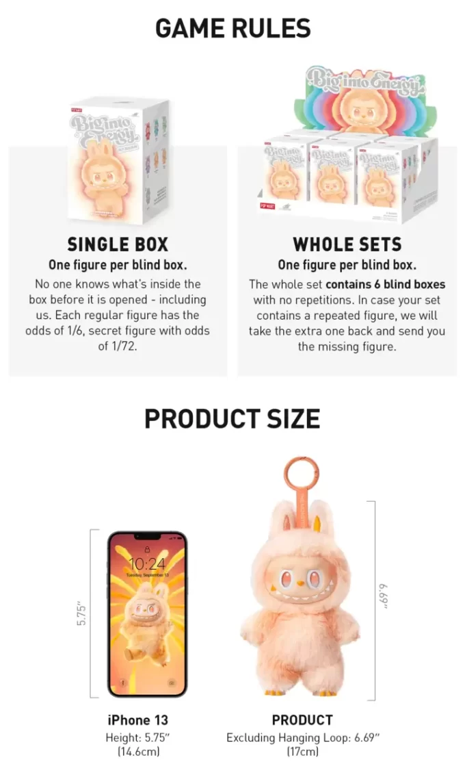 THE MONSTERS Big Into Energy Series-Vinyl Plush Pendant Blind Box