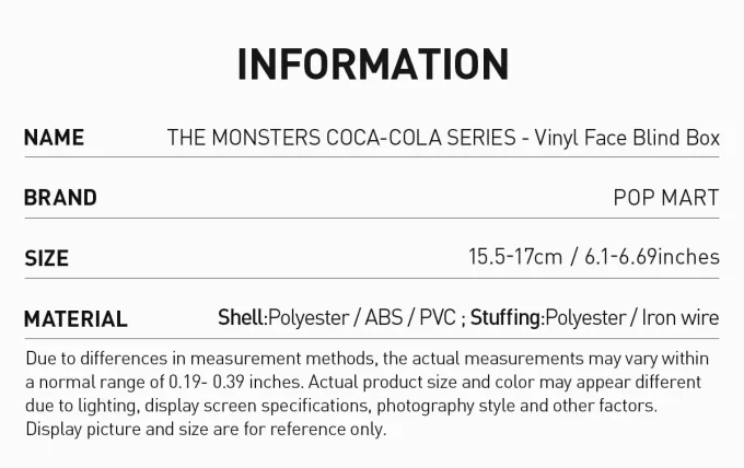 THE MONSTERS COCA-COLA SERIES-Vinyl Face Blind Box